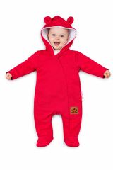 Baby Nellys Kojenecký teplákový overal s kapucí Teddy - malinový (2)