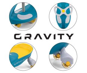 Gravitačné vozítko GRAVITY so svietiacimi LED kolesami – detské odrážadlo - žlutá, zelená (6)