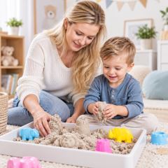 Adam Toys, Kinetický piesok prírodný - 5kg + nafukovacie pieskovisko (8)