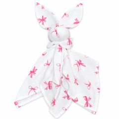Mušelínová plienka, maznáčik, prítulníček Baby Nellys Bunny, Mašličky, ružová, ecru