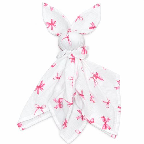 Mušelínová plienka, maznáčik, prítulníček Baby Nellys Bunny, Mašličky, ružová, ecru