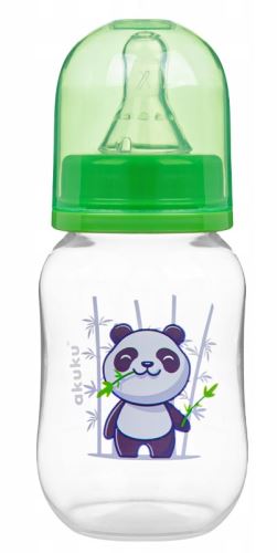 Dojčenská, plastová fľaštička Akuku, Panda 125ml - zelená