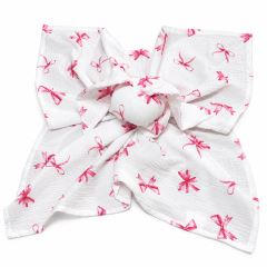 Mušelínová plienka, maznáčik, prítulníček Baby Nellys Bunny, Mašličky, ružová, ecru (1)