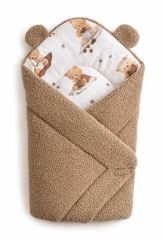 Beránková zavinovačka bavlna/beránek, boucle - Kúzelný medvedík, hnedá