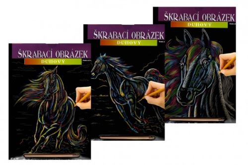Škrabací obrázok dúhový A4 kôň 23x32cm 3 druhy (496349)