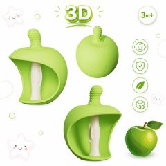 Silikónové hryzátko 3D Apple, GiliGums, zelené