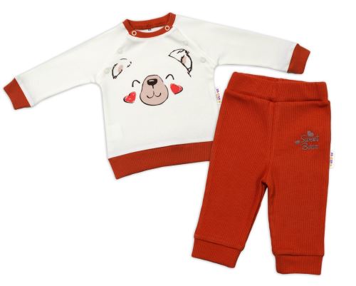 Baby Nellys Kojenecká tepláková souprava Teddy, dvojí zap. u krku - smetanová (2)