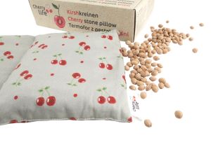 Trojkomorový nahrievací pás s čerešňovými kôstkami, termofor -  Cherry life, sivý (3)