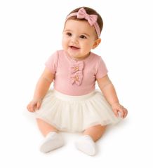 2D sada - body s krátkym rukávom Boho + tutu suknička cream (1)
