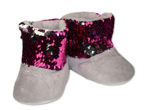 YO ! Zimní botičky/capáčky s flitry YO! - šedé