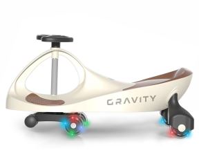 Gravitačné vozítko GRAVITY so svietiacimi LED kolesami – detské odrážadlo - cream, hnedá (1)