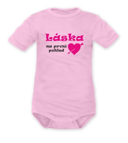 DEJNA Body krátký rukáv Láska na první pohled - růžové (1)
