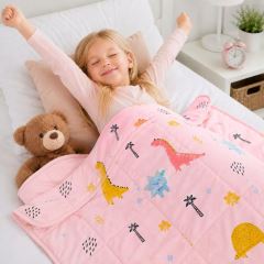 Záťažová deka TULLO Fizjo 3 kg, 100 × 150 cm, ružová s dinosaurami (5)