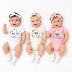Komplet 3x body Made with love GIRL Baby Nellys,  biela, ecru, sv. ružová (1)