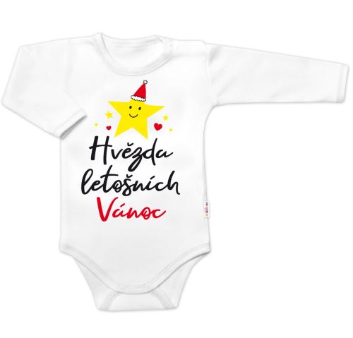 Body dlouhý rukáv Hvězda letošních Vánoc, Baby Nellys, bílé (520230)