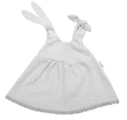 Baby Nellys Letní lehoučké mušelínové šaty Summer Stars - šedé (1)