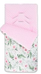 Baby Nellys Fusak, spacáček Minky s vankúšikom Flowers - růžový/sv. růžový (1)