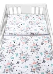 Baby Nellys 3-dílná sada Mantinel s povlečením - Růžičky, bílé (1)