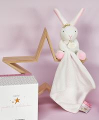 Doudou Darčeková sada - Plyšový zajačik s muchláčikom 10 cm ružová (6)