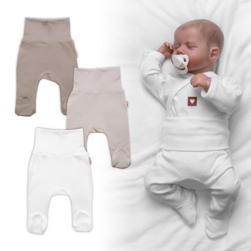 Rostoucí výhodná sada, 3x polodupačky pro miminko Nature - béžová/taupe/bílá (1)