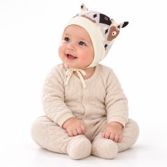 Baby Nellys Kojenecká čepička uzlíček na zavazování - Medvědi, hnědá, vel. 68/74