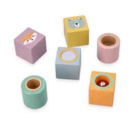 Adam Toys Farebné, drevené kocky s rolničkou Zvieratka (2)