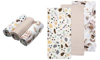 Mušelínové plienky 3ks Lux Baby Nellys - Eukalyptus, 70 x 80 cm, béžová/biela (1)