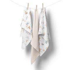 Mušelínové plienky pre bábätko 3 ks 70 × 70 cm z jemnej bavlny - béžové, Zajíček a balónik (3)