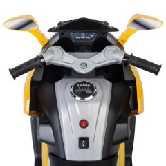Elektrická trojkolka pre deti TOYZ – 2 motory, LED, USB, žltá (12)
