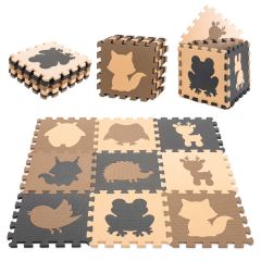 Pěnové puzzle Zvieratká béžové 85×85 cm – 9 dielov, EVA pena, 3+