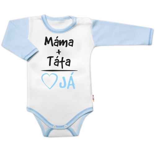 Body dlouhý rukáv s vtipným textem Baby Nellys, Máma+Táta, kluk