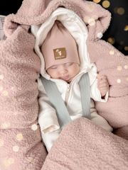 Oteplený fusák, deka s kapucňou do autosedačky Baránok, Baby Nellys - púdrová, ružová (5)