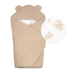 Baránková zavinovačka s kapucňou bavlna/baránok, Teddy Boucle  - Medvedík béžová (3)
