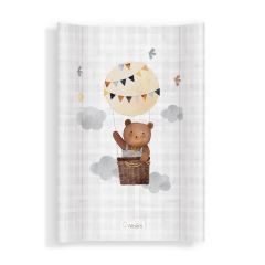 Prebaľovacia podložka na postieľku, tvrdá, 70×47 cm, Teddy v balonu