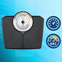 Klasická mechanická analógová kúpeľňová váha s BMI čierna 180 kg (7)