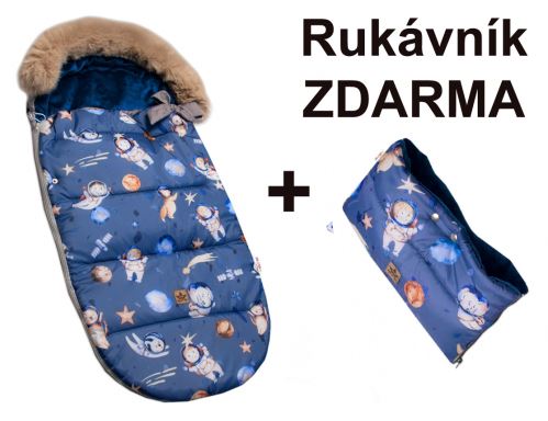 Detský fusak maxi PREMIUM Kosmos, sivo/modrý 110x50cm + rukávník zadarmo (3)