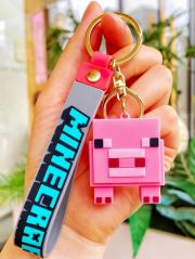 Detská kľúčenka Minecraft Prasa s pútkom a karabínou (2)