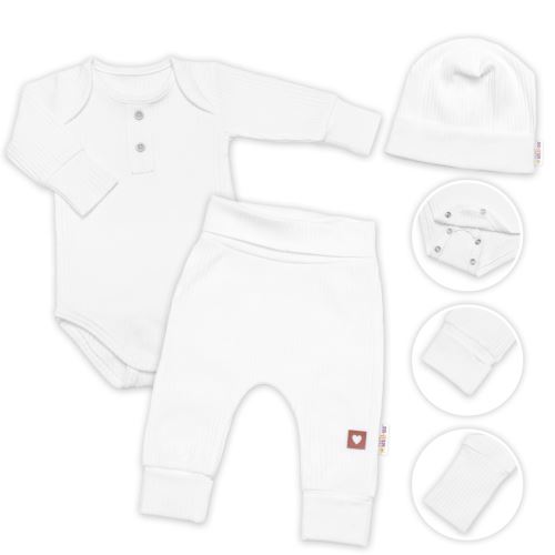 Žebrovaná rostoucí souprava 3D, Baby Boy - bílá (1)