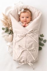 Klasická retro zavinovačka NATURE šnurovacia s výplňou - béžová