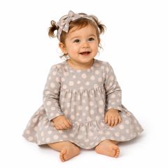 Baby Nellys 2-dielna sada dievčenské bavlnené šaty s čelenkou - Puntík
