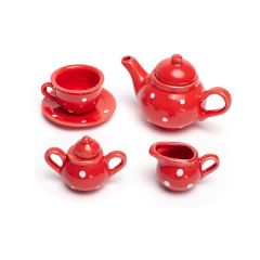 Bigjigs Toys Červená bodkovaná čajová sada (1)