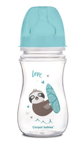 Antikoliková fľaštička so širokým hrdlom Canpol Babies Easy Start - Leňochod 240 ml- modrá