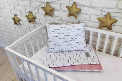 Baby Nellys 2-dielna súprava do postieľky Velvet růžový, spiace očká