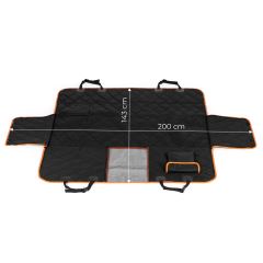 Ochranná autodečka pre psa 200 × 143 cm – vodoodpudivá, na zadné sedadlá, čierna (9)