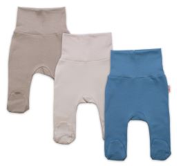 Rostoucí výhodná sada, 3x polodupačky pro miminko Nature - modrá/béžová/taupe (1)