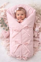 Klasická retro zavinovačka NATURE šnurovacia s výplňou - púdrová