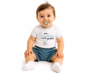 Body krátký rukáv s vtipným textem Baby Nellys, Já jsem TEN DŮVOD našeho zpoždění, kluk (1)