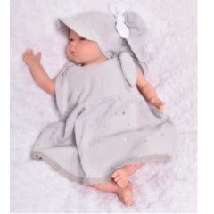 Baby Nellys Letní lehoučké mušelínové šaty Summer Stars - šedé (1)