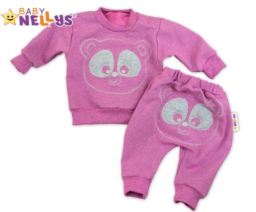 Tepláková souprava Baby Nellys - Medvídek - růžový melír