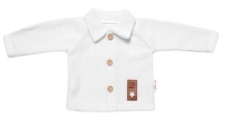 Pletený svetřík s knoflíčky Boy, Baby Nellys, bílý (1)